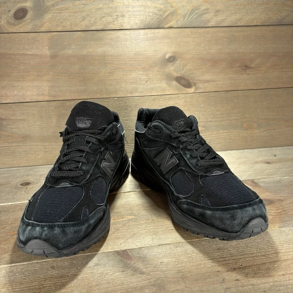 new balance 993 mens size 9.5 shoes black suede athletic running sneakers